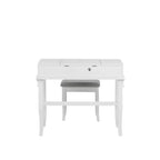 Adler Tradizionale Legno Cassettiera 2 Cassetti con Specchio Sollevabile e Sgabello Imbottito Bianco - Linon