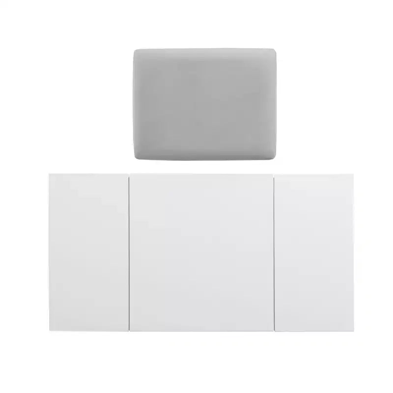Adler Tradizionale Legno Cassettiera 2 Cassetti con Specchio Sollevabile e Sgabello Imbottito Bianco - Linon