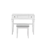 Adler Tradizionale Legno Cassettiera 2 Cassetti con Specchio Sollevabile e Sgabello Imbottito Bianco - Linon