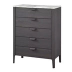 Buylateral Keely Comò moderno a 5 cassetti con piano in finto marmo grigio carbone: Mid-Century Modern, Mobile contenitore per camera da letto, Piano in finto marmo