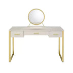 50" Myles Vanity Table Antique White and Champagne Finish - Acme Furniture