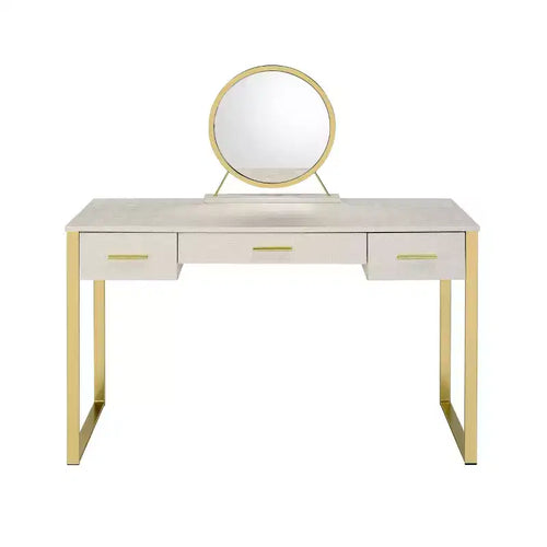 50" Myles Vanity Table Antique White and Champagne Finish - Acme Furniture