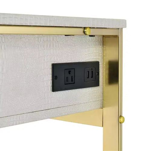 Tavolino da trucco Myles da 50" con finitura bianca antica e champagne - Acme Furniture