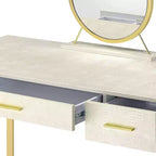 Tavolino da trucco Myles da 50" con finitura bianca antica e champagne - Acme Furniture