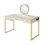 Tavolino da trucco Myles da 50" con finitura bianca antica e champagne - Acme Furniture