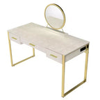 Tavolino da trucco Myles da 50" con finitura bianca antica e champagne - Acme Furniture