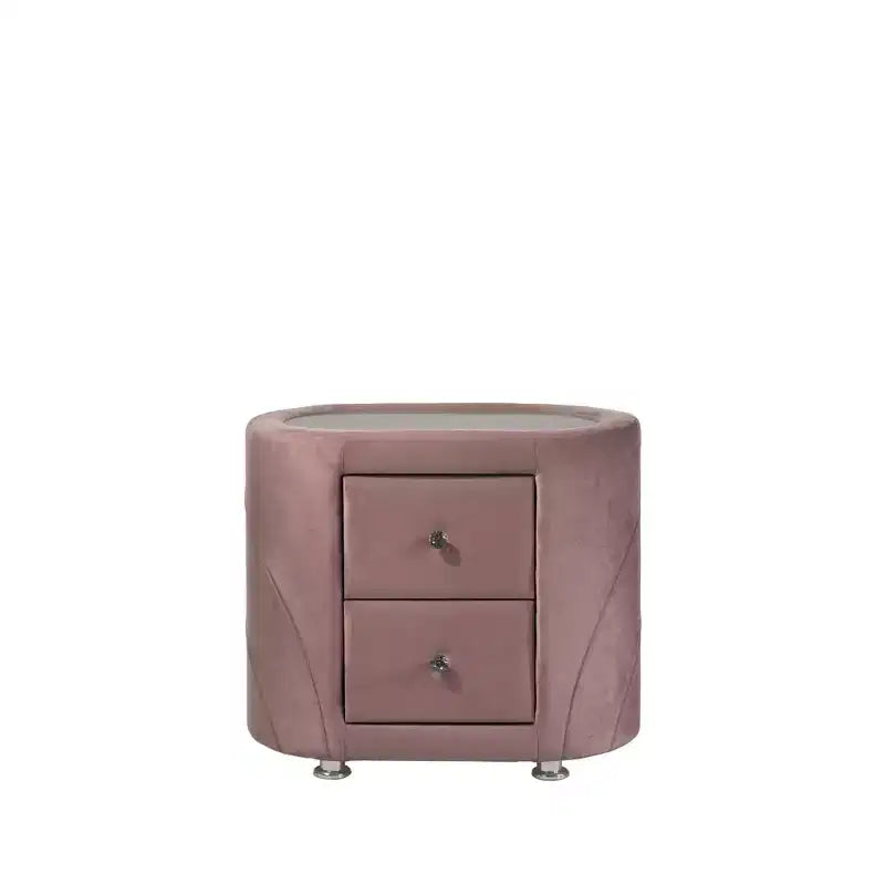 29" Salonia Nightstand Pink Velvet - Acme Furniture: Wood Composite, No Assembly, Meets Safety Standards