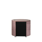 Comodino Salonia 29" in Velluto Rosa - Acme Furniture: Composito di Legno, Nessun Montaggio, Conforme agli Standard di Sicurezza