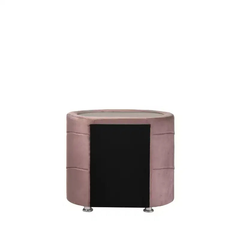 Comodino Salonia 29" in Velluto Rosa - Acme Furniture: Composito di Legno, Nessun Montaggio, Conforme agli Standard di Sicurezza