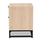 Ardon comodino a 1 cassetto in legno e metallo bohémien con rattan marrone chiaro/nero - Baxton Studio