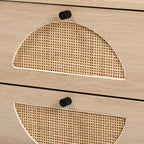 Ardon comodino a 1 cassetto in legno e metallo bohémien con rattan marrone chiaro/nero - Baxton Studio