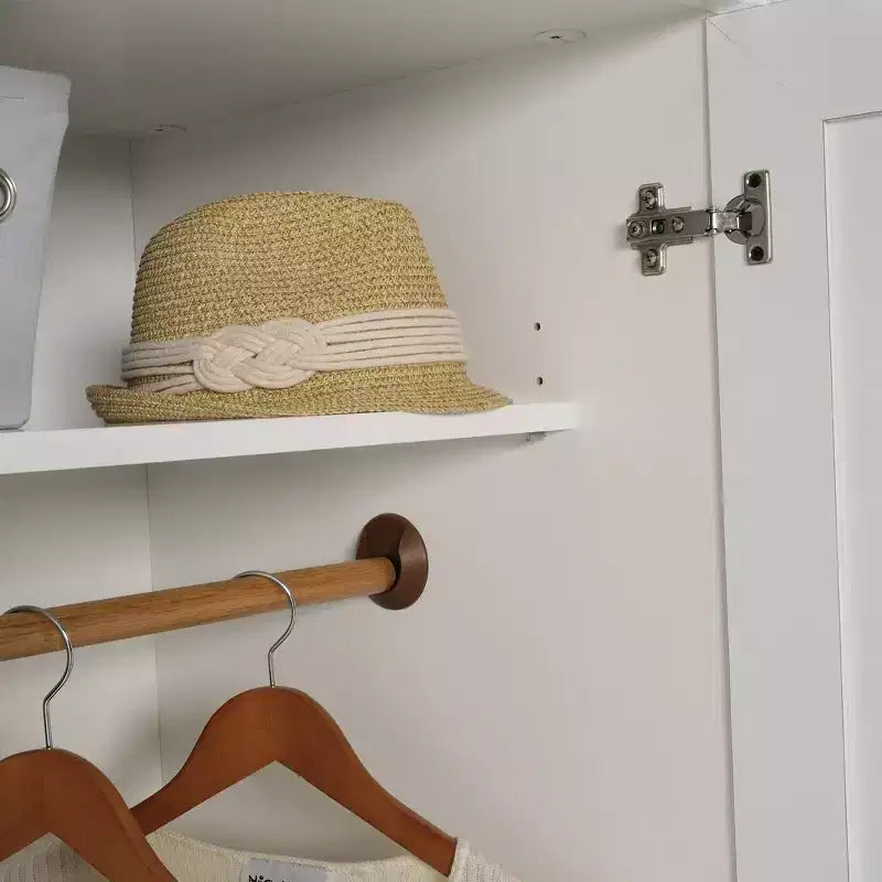 Armadio Homeplus Soft White - Sauder: Costruzione in MDF, armadio a 2 ante con cassetti e ferramenta in metallo