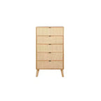 Cassettiera a 5 cassetti in legno e rattan stile bohémien colore naturale Chancery - Powell