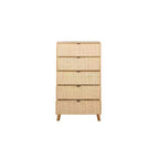 Cassettiera a 5 cassetti in legno e rattan stile bohémien colore naturale Chancery - Powell