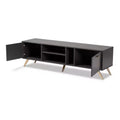 Kelson Wood TV Stand for TVs up to 55" Dark Gray/Gold - Baxton Studio: Modern Console with Storage