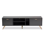 Kelson Mobile TV in Legno per TV fino a 55" Grigio Scuro/Oro - Baxton Studio: Consolle Moderna con Contenitore
