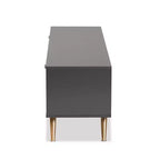 Kelson Mobile TV in Legno per TV fino a 55" Grigio Scuro/Oro - Baxton Studio: Consolle Moderna con Contenitore