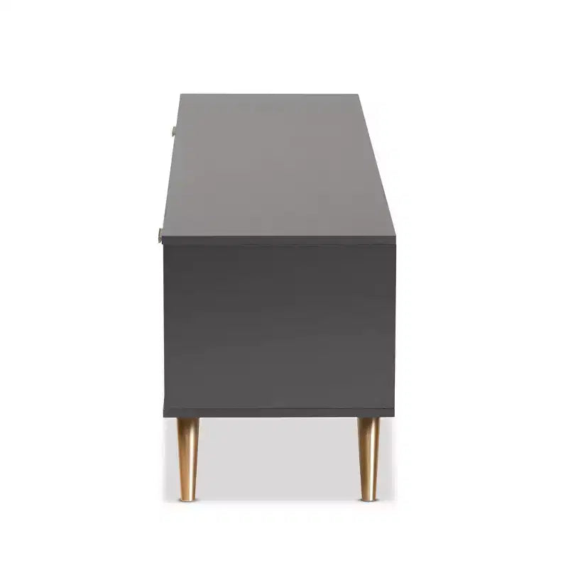 Kelson Mobile TV in Legno per TV fino a 55" Grigio Scuro/Oro - Baxton Studio: Consolle Moderna con Contenitore
