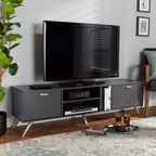 Kelson Mobile TV in Legno per TV fino a 55" Grigio Scuro/Oro - Baxton Studio: Consolle Moderna con Contenitore