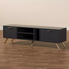 Kelson Mobile TV in Legno per TV fino a 55" Grigio Scuro/Oro - Baxton Studio: Consolle Moderna con Contenitore