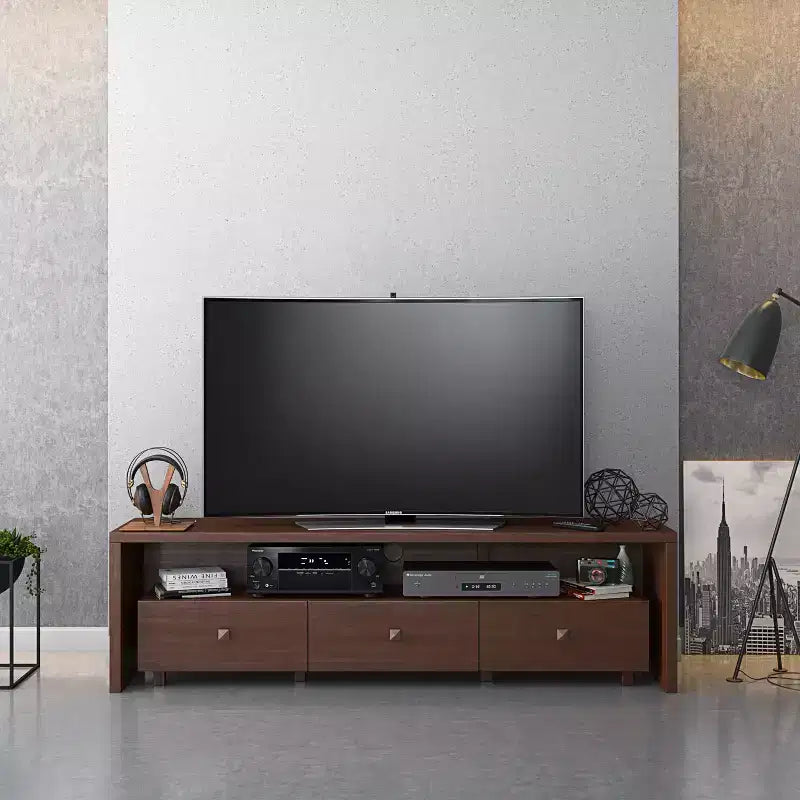 Mobile TV Techni Mobili per TV fino a 70" Marrone - Hickory: Consolle Moderna con Ripiani, Finitura Opaca