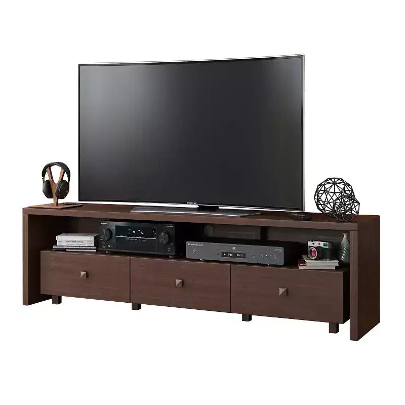 Mobile TV Techni Mobili per TV fino a 70" Marrone - Hickory: Consolle Moderna con Ripiani, Finitura Opaca
