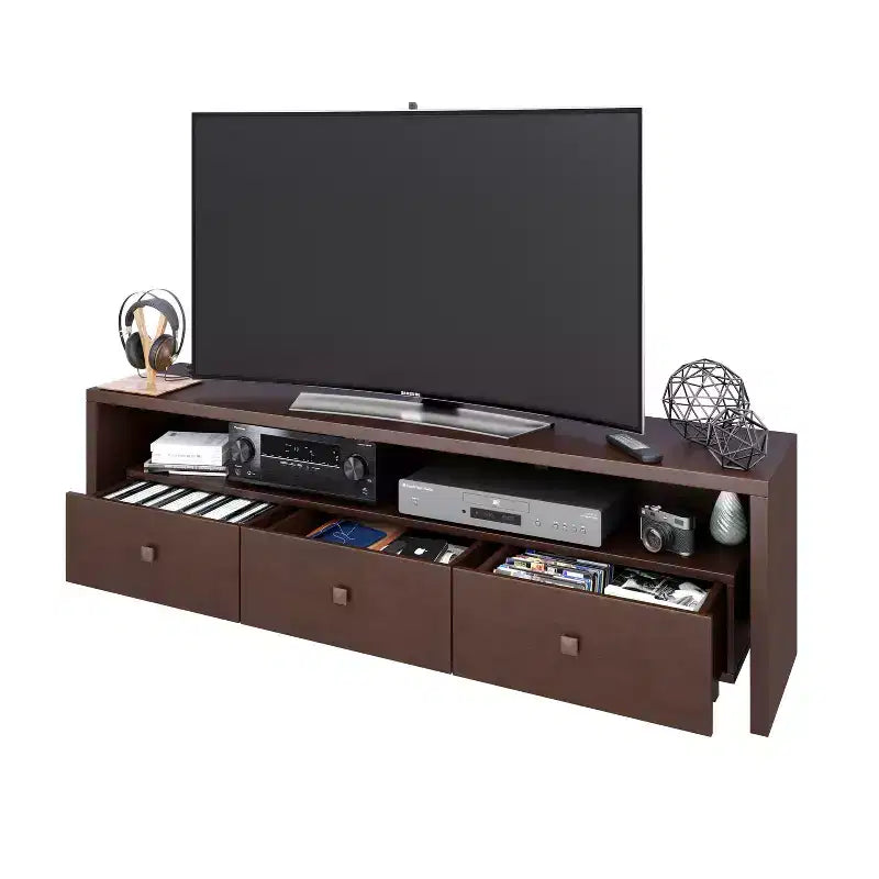 Mobile TV Techni Mobili per TV fino a 70" Marrone - Hickory: Consolle Moderna con Ripiani, Finitura Opaca