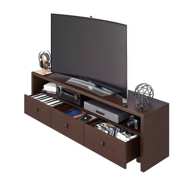Mobile TV Techni Mobili per TV fino a 70" Marrone - Hickory: Consolle Moderna con Ripiani, Finitura Opaca