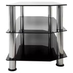 Mobile TV con ripiani in vetro per TV fino a 55" - Argento/Nero: Gambe cromate, Adatto per angolo, Design aperto