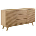 63" Render Sideboard Buffet Table or TV Stand - Oak - Modway: Mid-Century Media Storage Cabinet