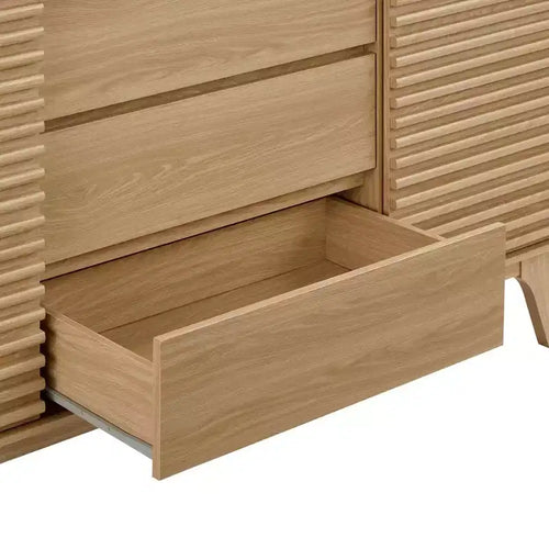 Buffet/Meuble TV rendu 63" - Chêne - Modway : Meuble de rangement média de style Mid-Century