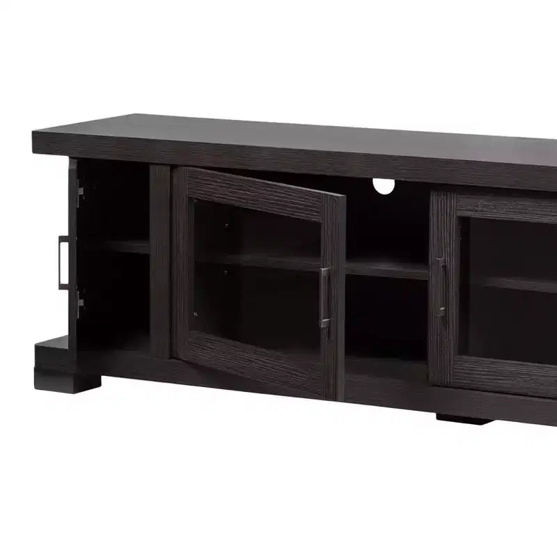 Mobile TV Viveka in legno con 2 ante in vetro e 2 ante, per TV fino a 75", marrone scuro - Baxton Studio