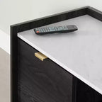 Mobile TV South Shore Hype per TV fino a 75", rovere grigio/finto marmo di Carrara: Truciolare laminato, Ripiani portaoggetti