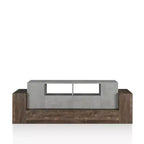 Lums TV Stand for TVs up to 80" Cement/Reclaimed Oak - miBasics: Industrial Media Console with Storage