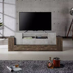 Mobile TV Lums per televisori fino a 80" cemento/rovere di recupero - miBasics: mobile console industriale con contenitore