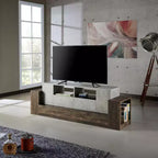 Mobile TV Lums per televisori fino a 80" cemento/rovere di recupero - miBasics: mobile console industriale con contenitore