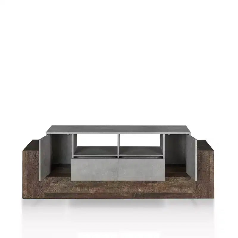 Mobile TV Lums per televisori fino a 80" cemento/rovere di recupero - miBasics: mobile console industriale con contenitore
