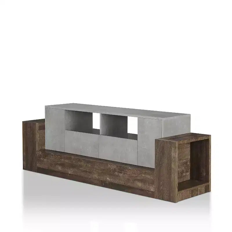 Mobile TV Lums per televisori fino a 80" cemento/rovere di recupero - miBasics: mobile console industriale con contenitore