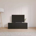 Mobile TV Trelisse di Nexera per TV fino a 60", colore nero: mobile multimediale moderno con ante, in composito di legno