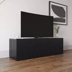 Mobile TV Trelisse di Nexera per TV fino a 60", colore nero: mobile multimediale moderno con ante, in composito di legno