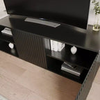 Mobile TV Trelisse di Nexera per TV fino a 60", colore nero: mobile multimediale moderno con ante, in composito di legno