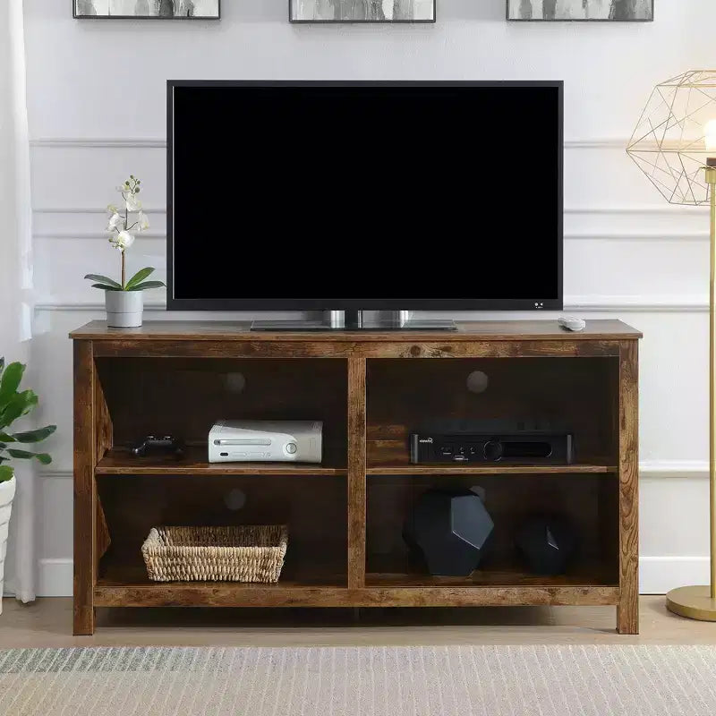 Mobile Porta TV Alto Montana per TV fino a 65" con Ripiani Effetto Legno di Fienile - Breighton Home: Stile Moderno, Struttura in MDF, Ripiano Fisso