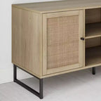 Nathan James 47" Mina, mobile TV in rattan e legno a 2 ante, per TV fino a 59", rovere chiaro/nero opaco: Consolle multimediale con vano portaoggetti