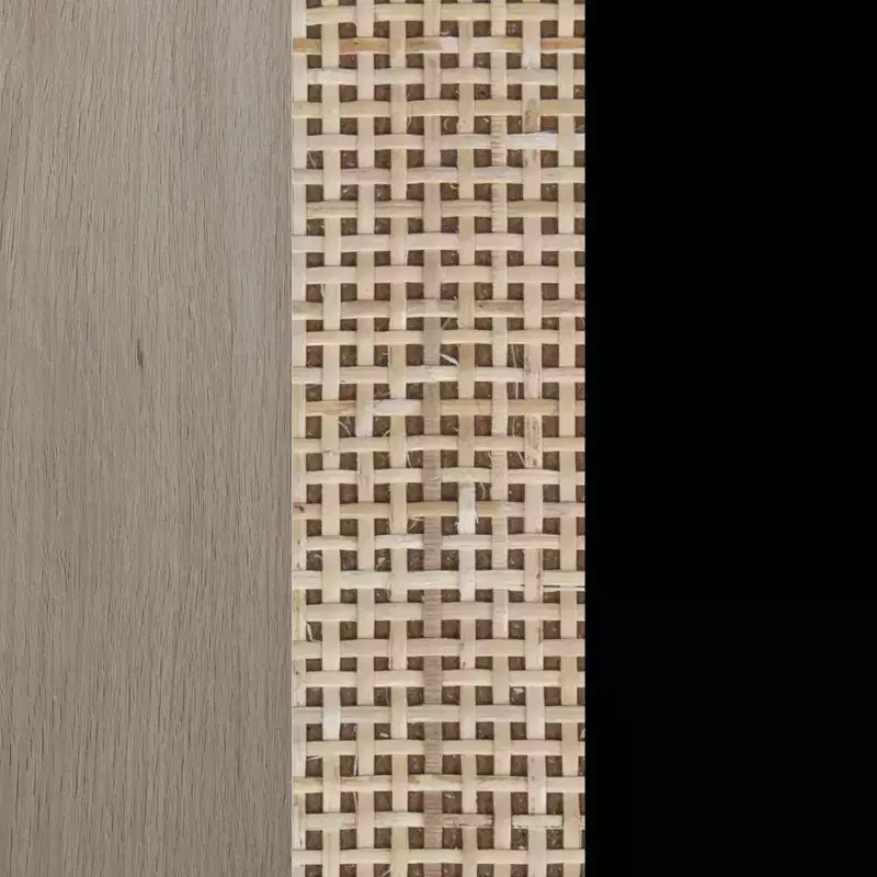 Nathan James 47" Mina, mobile TV in rattan e legno a 2 ante, per TV fino a 59", rovere chiaro/nero opaco: Consolle multimediale con vano portaoggetti