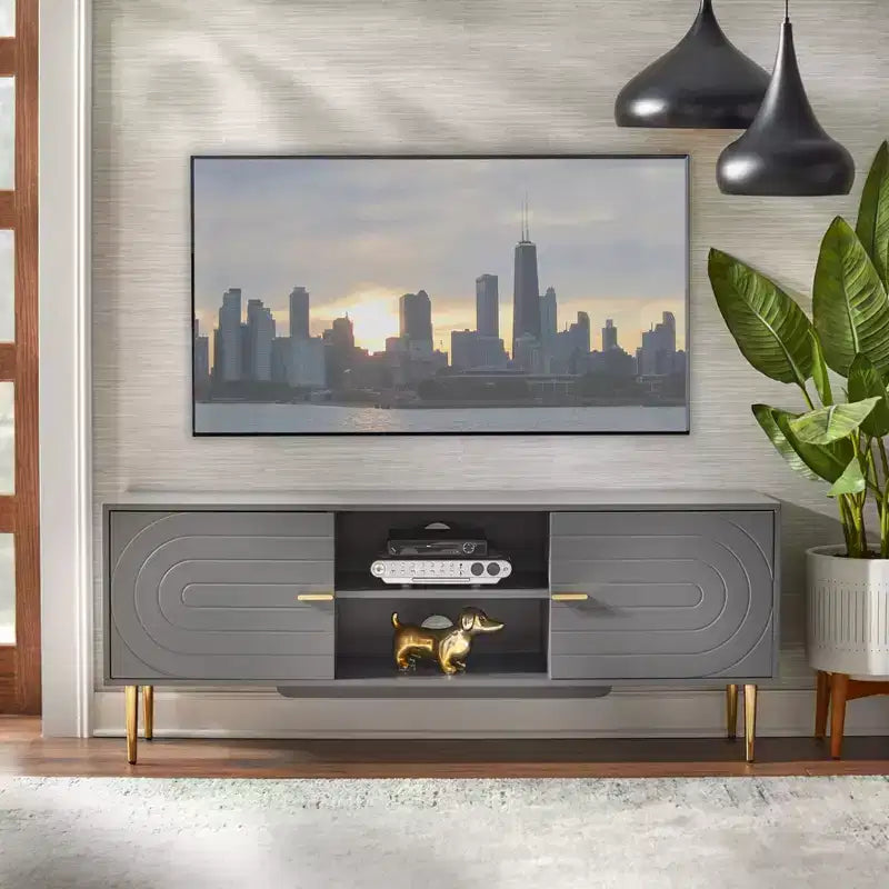 Mobile TV Lifestorey Tabaria in Stile Moderno di Metà Secolo per TV Fino a 55", Grigio