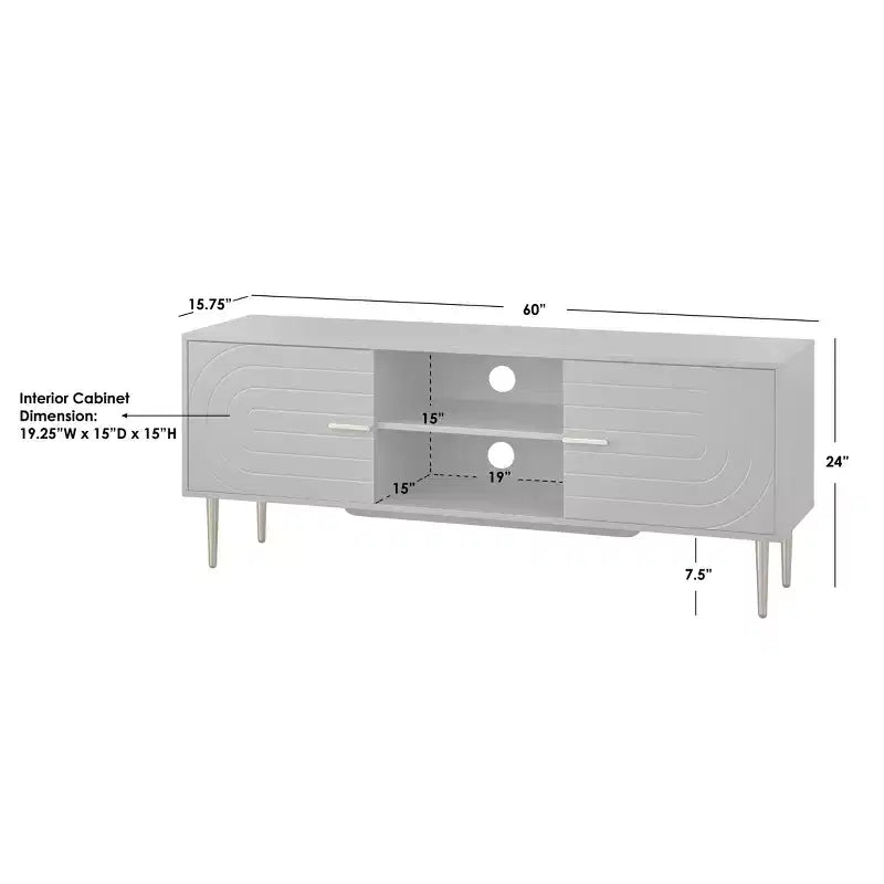 Mobile TV Lifestorey Tabaria in Stile Moderno di Metà Secolo per TV Fino a 55", Grigio