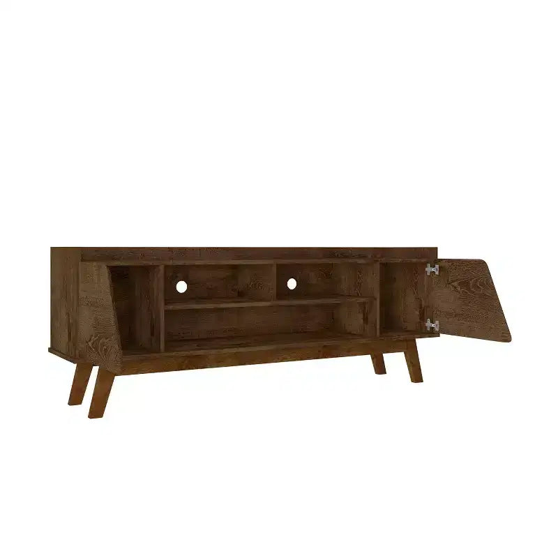 Marcus Mobile TV Stand in stile Mid-Century Modern con 5 ripiani, per TV fino a 65", marrone rustico - Manhattan Comfort: Mobile TV, Consolle multimediale
