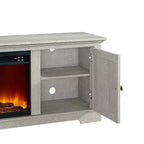 Mobile porta TV da 198 cm in stile rustico per TV fino a 80" con camino elettrico bianco sporco - Festivo