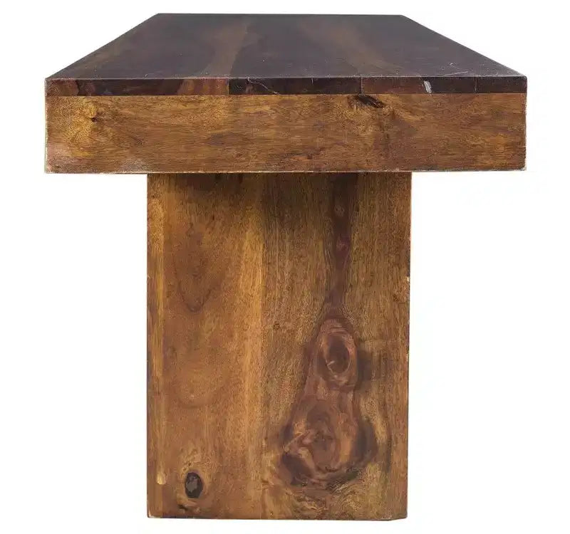 Panca Cubo 60" in Legno Massello di Sheesham - Timbergirl: Marrone Rustico, Struttura in Ferro, 3 Posti, Contenitore, Capacità 136 kg