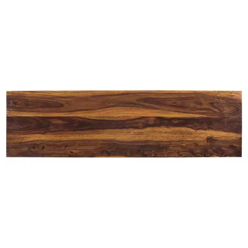 Panca Cubo 60" in Legno Massello di Sheesham - Timbergirl: Marrone Rustico, Struttura in Ferro, 3 Posti, Contenitore, Capacità 136 kg